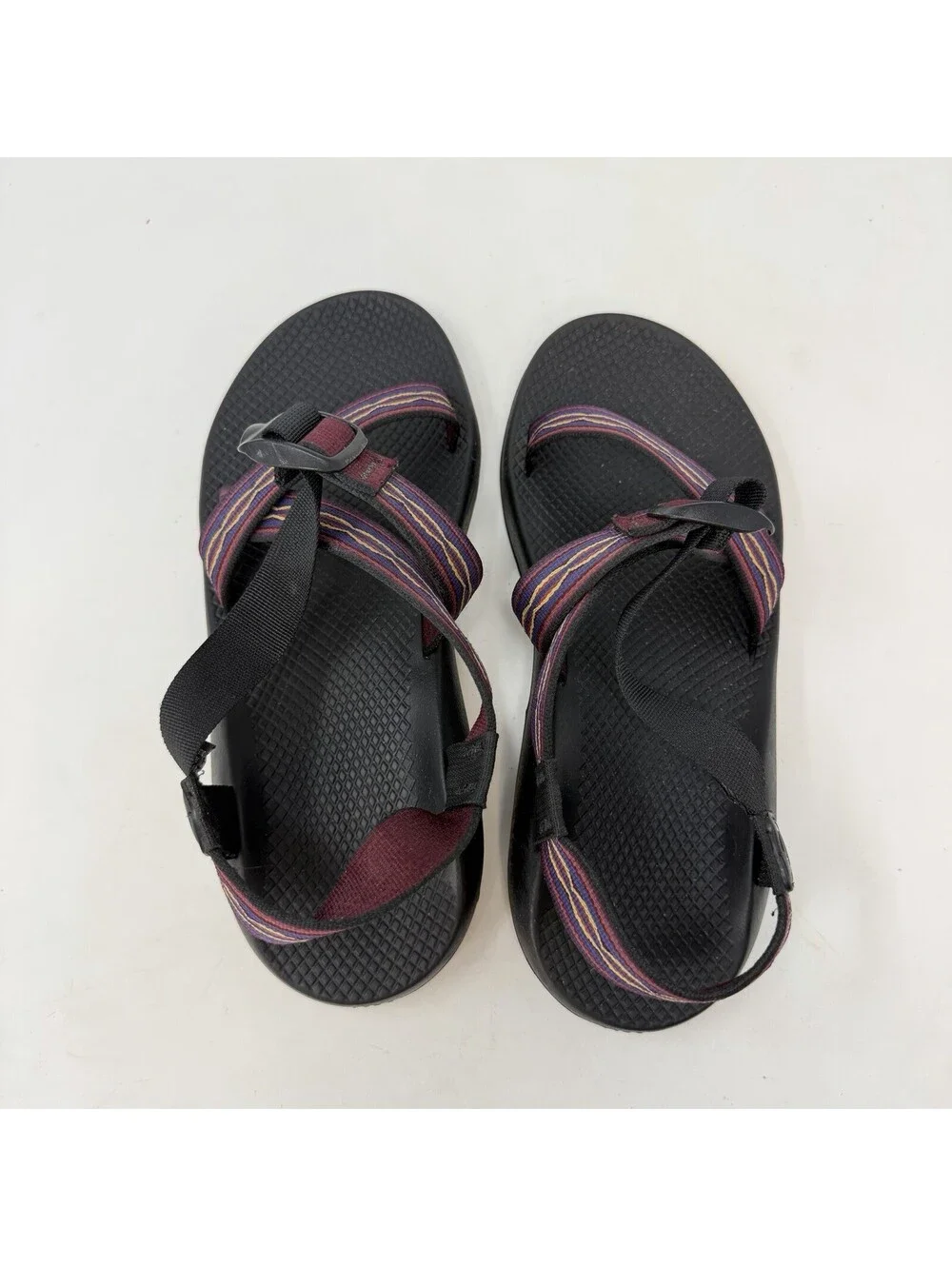 Chaco Z1 Classic Mens 11 Sport Sandals Red Blue Band Vibram Sole Hiking Shoes